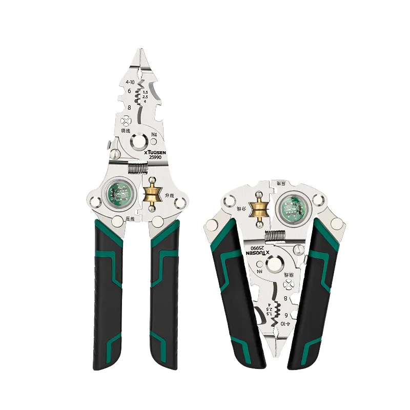 5-in-1 Folding Electrician Pliers with Voltage Tester – Wire Stripper, Cutter, Crimper & Gripper, Multifunctional Electrical Tool for Wiring & Repair